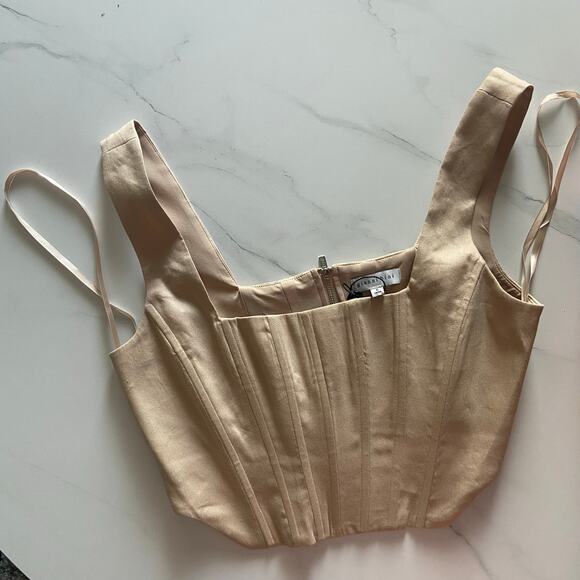 Gianni Bini Michelle Linen Blend Square Neck Sleeveless Corset Top, Sz 6 -- NWT - Picture 2 of 10